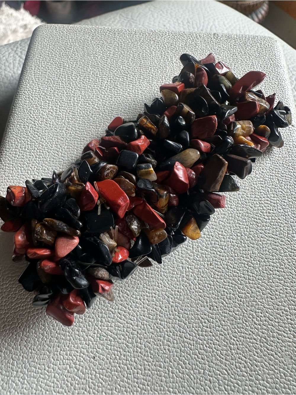 Vintage Chunky Multi-Strand Gemstone Chip Cuff Bracelet, chunky boho